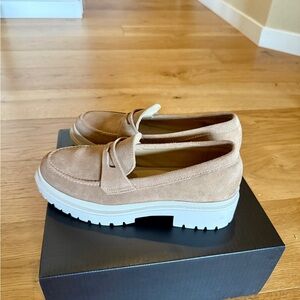 Portland Leather Suede Tan Loafers with Platform Sole